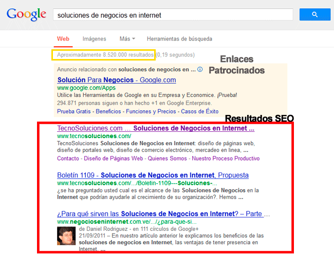 página en google, que es el seo, web en buscadores, sitio web en google